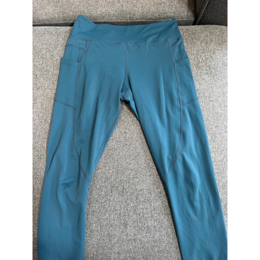Zyia Active Teal Blue High Waisted Pocket Leggings Women Large Workout Tights